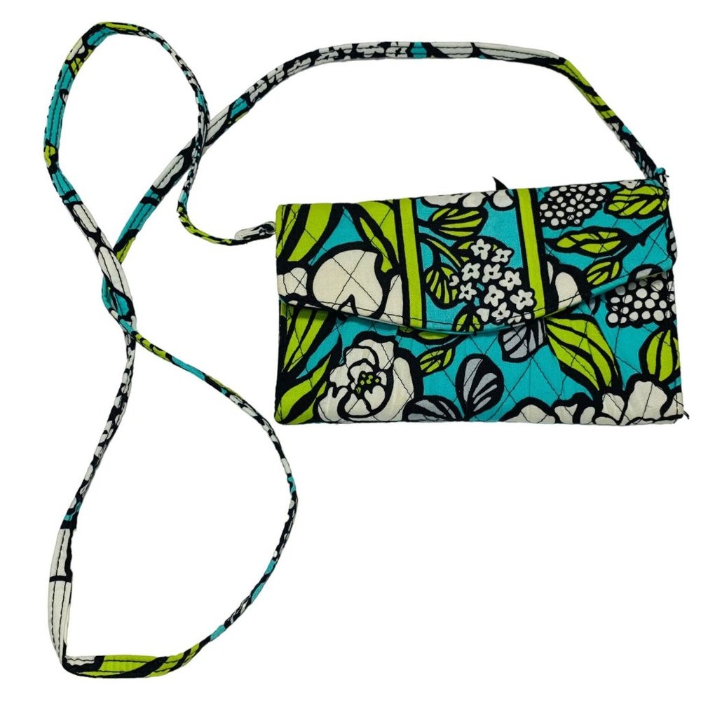 Vera Bradley Trifold Wallet Crossbody Purse Hipster Rumba Clutch Blue Retired